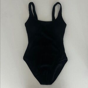 Aerie Black Ribbed One-Piece Swimsuit